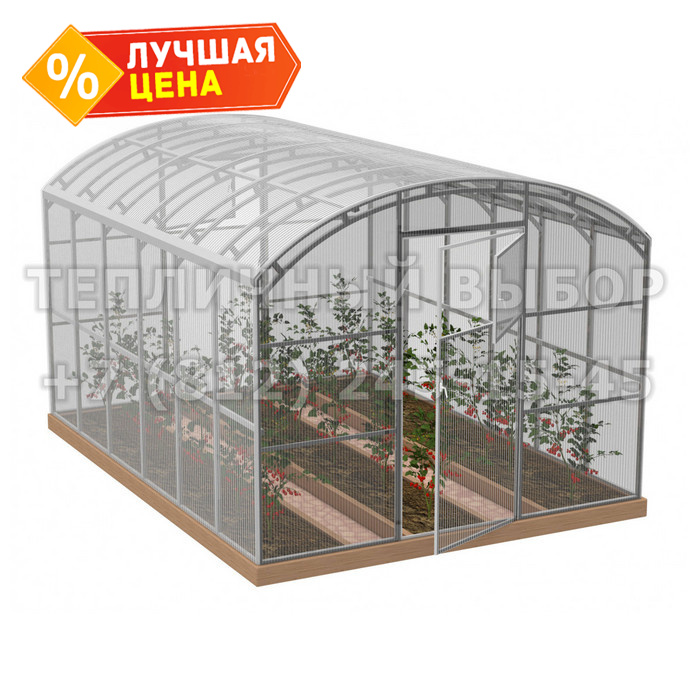 Теплица из поликарбоната Усиленная Прямостенная 2,5х4 h=2.1 м профиль 20х40 мм 
