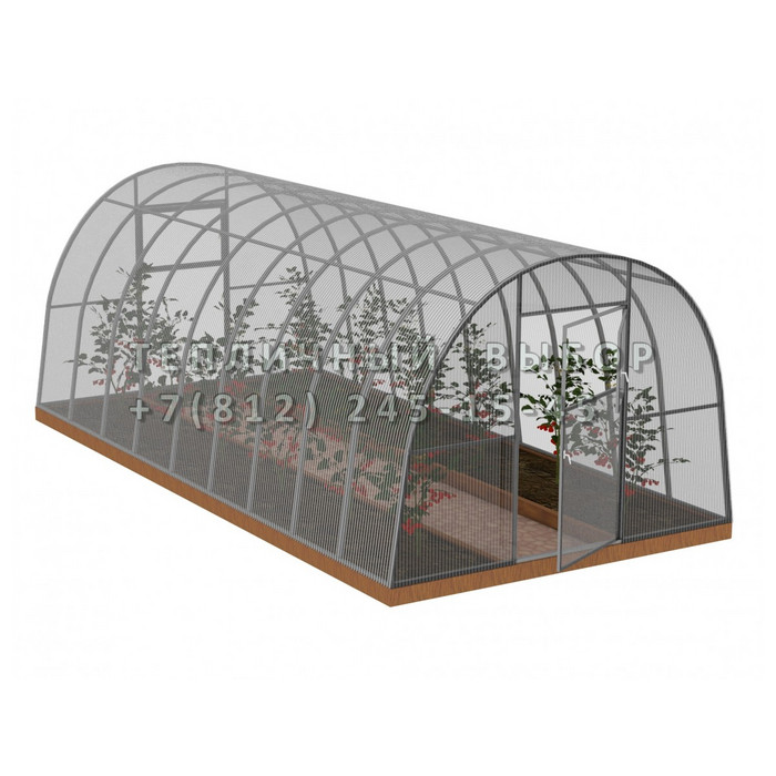 Теплица из поликарбоната Усиленная Арочная 2,5х10 h=2 м профиль 30х30 мм